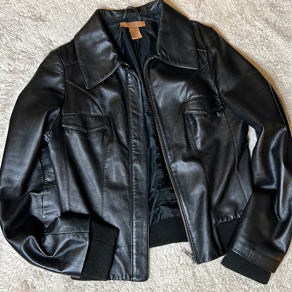 Arden B Black Leather Jacket Sz M